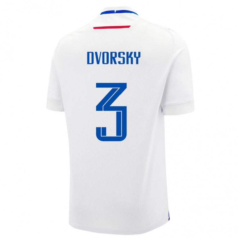 Danxen Niño Camiseta Eslovaquia Lukas Dvorsky #3 Blanco Azul 2ª Equipación 26-28 La Camisa