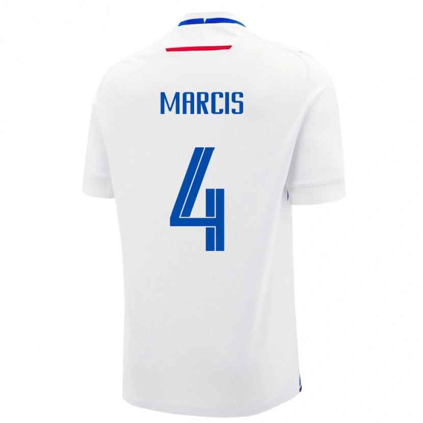 Danxen Niño Camiseta Eslovaquia Martin Marcis #4 Blanco Azul 2ª Equipación 26-28 La Camisa