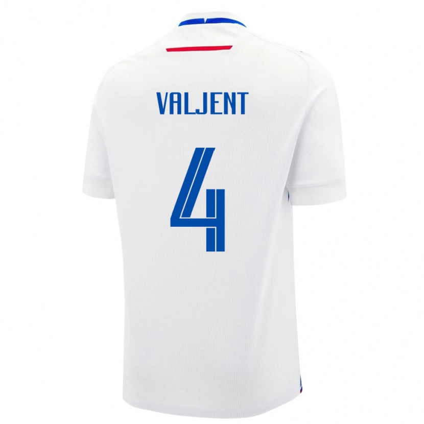 Danxen Niño Camiseta Eslovaquia Martin Valjent #4 Blanco Azul 2ª Equipación 26-28 La Camisa