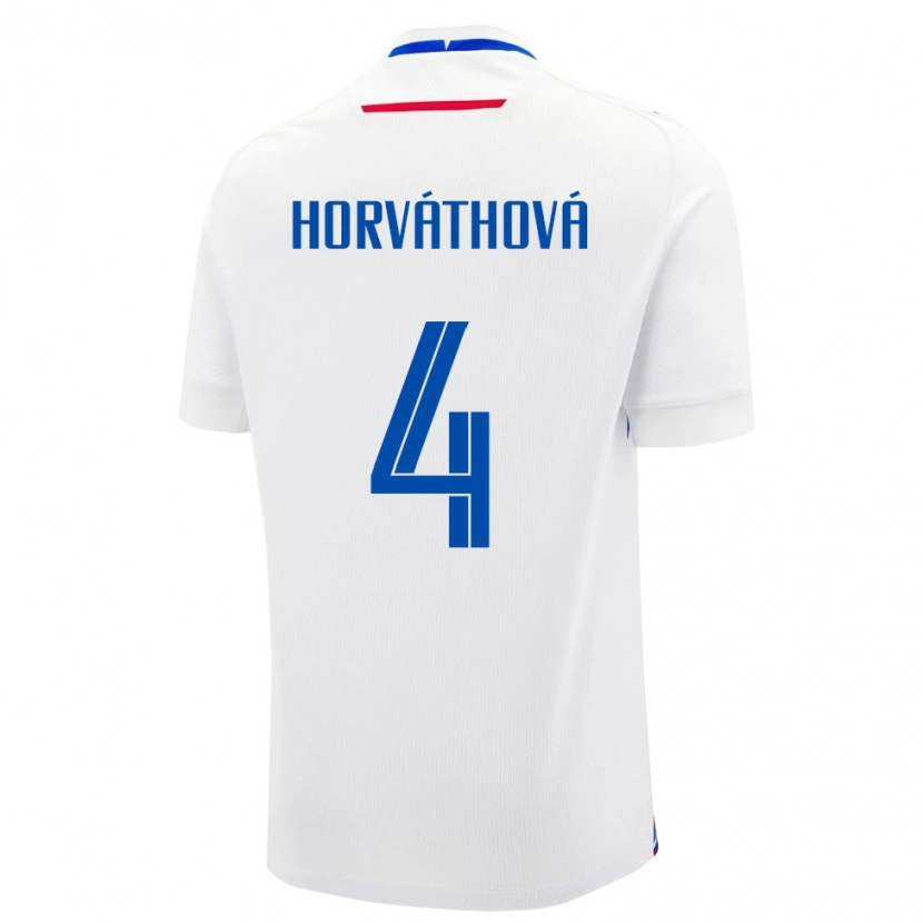 Danxen Niño Camiseta Eslovaquia Andrea Horváthová #4 Blanco Azul 2ª Equipación 26-28 La Camisa