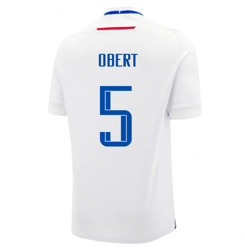 Danxen Niño Camiseta Eslovaquia Adam Obert #5 Blanco Azul 2ª Equipación 26-28 La Camisa
