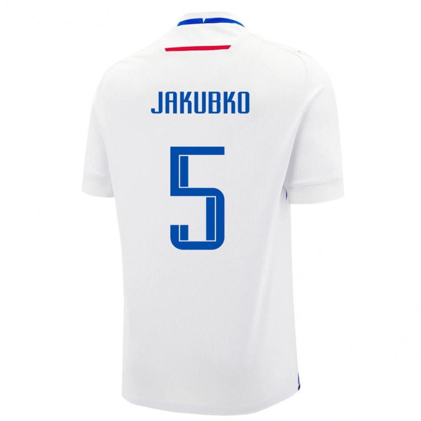 Danxen Niño Camiseta Eslovaquia Jakub Jakubko #5 Blanco Azul 2ª Equipación 26-28 La Camisa