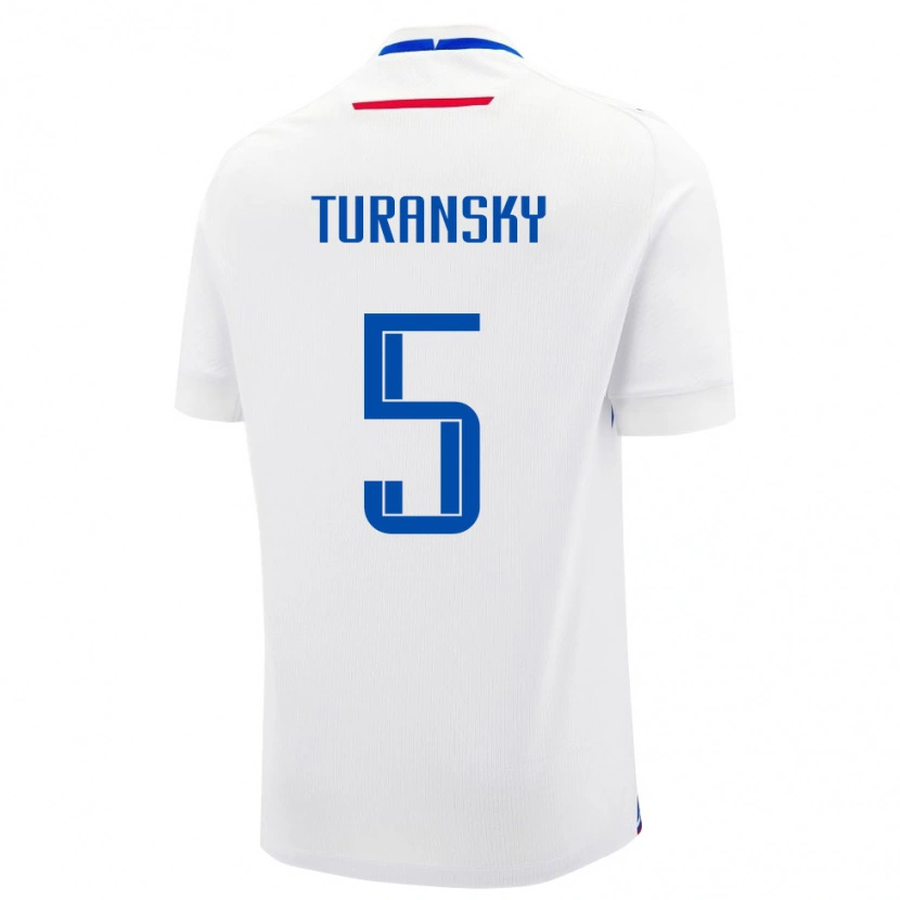 Danxen Niño Camiseta Eslovaquia Martin Turansky #5 Blanco Azul 2ª Equipación 26-28 La Camisa