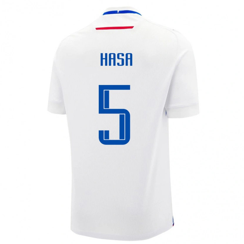 Danxen Niño Camiseta Eslovaquia Samuel Hasa #5 Blanco Azul 2ª Equipación 26-28 La Camisa