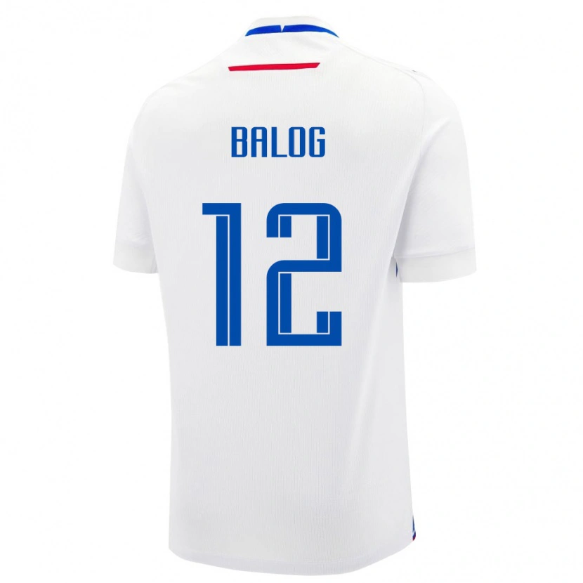 Danxen Niño Camiseta Eslovaquia David Balog #12 Blanco Azul 2ª Equipación 26-28 La Camisa