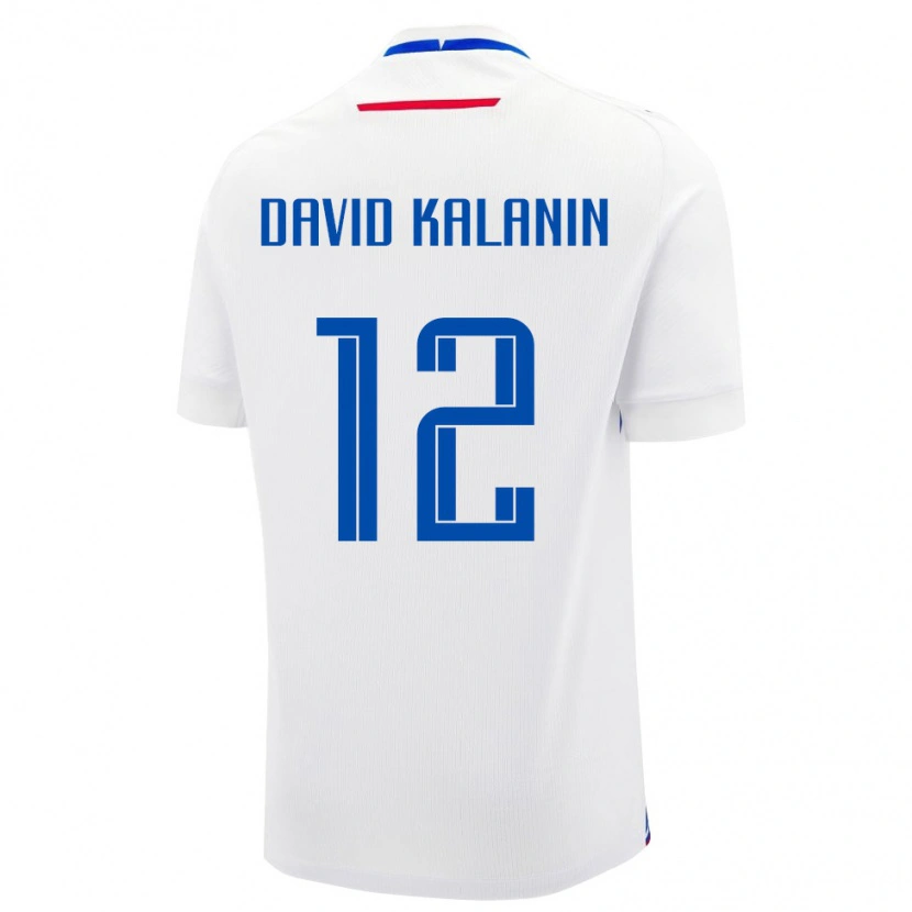 Danxen Niño Camiseta Eslovaquia David Kalanin #12 Blanco Azul 2ª Equipación 26-28 La Camisa