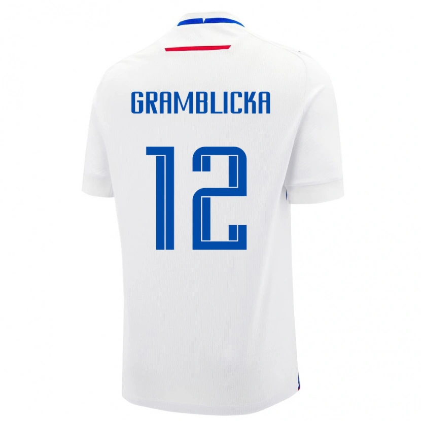 Danxen Niño Camiseta Eslovaquia Daniel Gramblicka #12 Blanco Azul 2ª Equipación 26-28 La Camisa