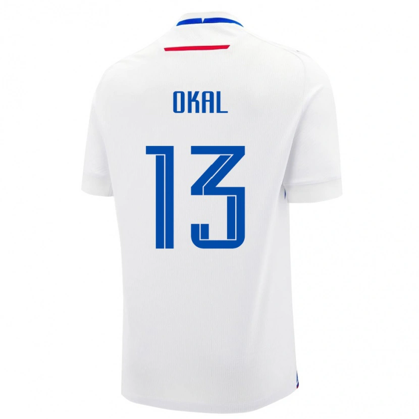 Danxen Niño Camiseta Eslovaquia Marek Okal #13 Blanco Azul 2ª Equipación 26-28 La Camisa