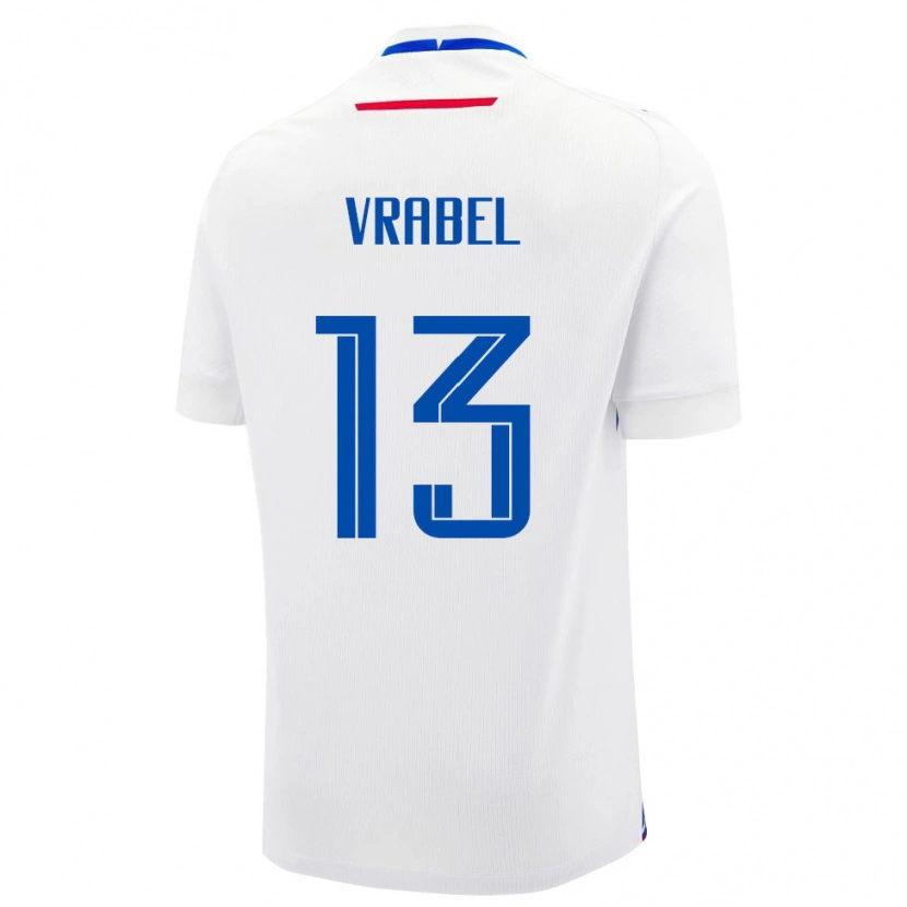 Danxen Niño Camiseta Eslovaquia Viliam Vrabel #13 Blanco Azul 2ª Equipación 26-28 La Camisa