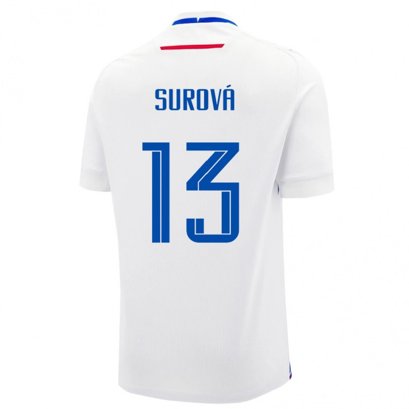 Danxen Niño Camiseta Eslovaquia Aneta Surová #13 Blanco Azul 2ª Equipación 26-28 La Camisa
