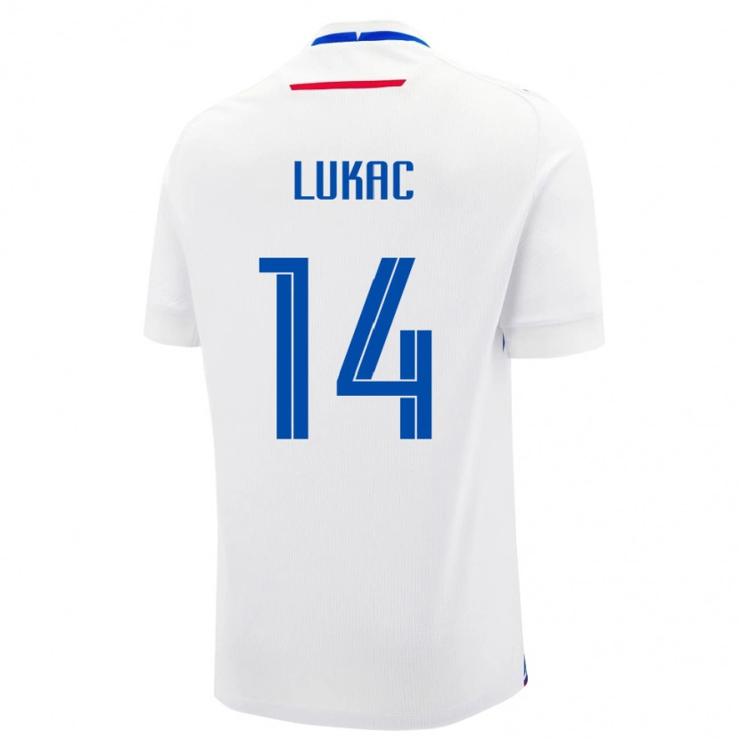 Danxen Niño Camiseta Eslovaquia Andrej Lukac #14 Blanco Azul 2ª Equipación 26-28 La Camisa