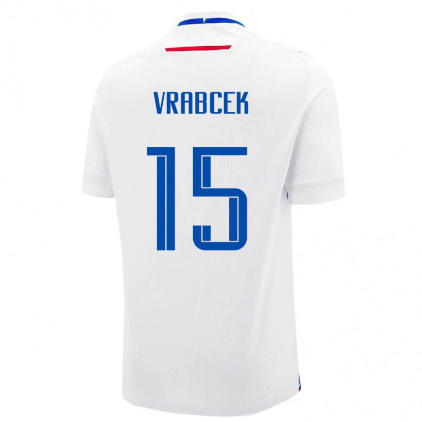 Danxen Niño Camiseta Eslovaquia Tomas Vrabcek #15 Blanco Azul 2ª Equipación 26-28 La Camisa