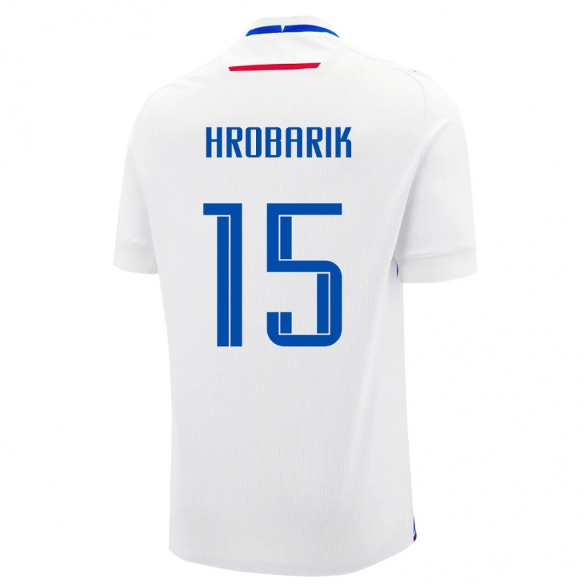 Danxen Niño Camiseta Eslovaquia Tobias Hrobarik #15 Blanco Azul 2ª Equipación 26-28 La Camisa