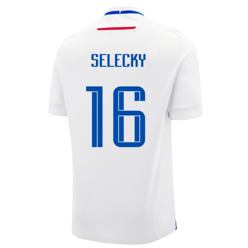 Danxen Niño Camiseta Eslovaquia Alexander Selecky #16 Blanco Azul 2ª Equipación 26-28 La Camisa