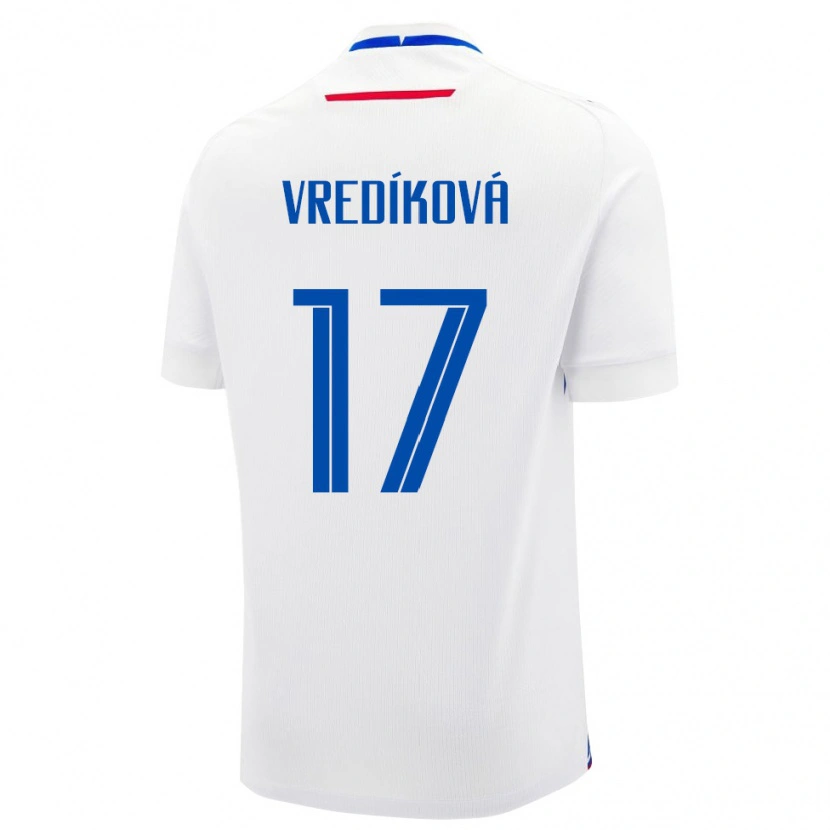 Danxen Niño Camiseta Eslovaquia Katarína Vredíková #17 Blanco Azul 2ª Equipación 26-28 La Camisa