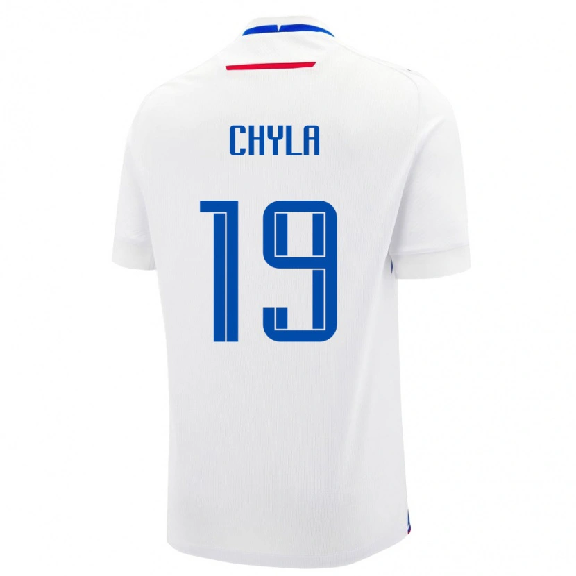 Danxen Niño Camiseta Eslovaquia Vincent Chyla #19 Blanco Azul 2ª Equipación 26-28 La Camisa