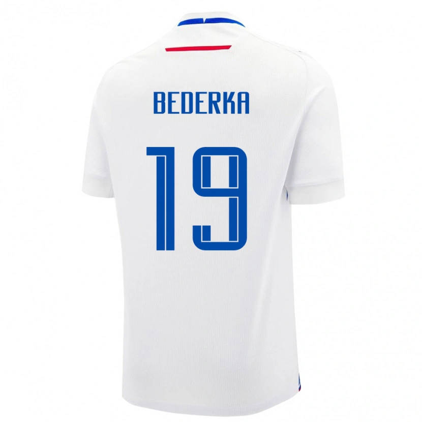 Danxen Niño Camiseta Eslovaquia Martin Bederka #19 Blanco Azul 2ª Equipación 26-28 La Camisa