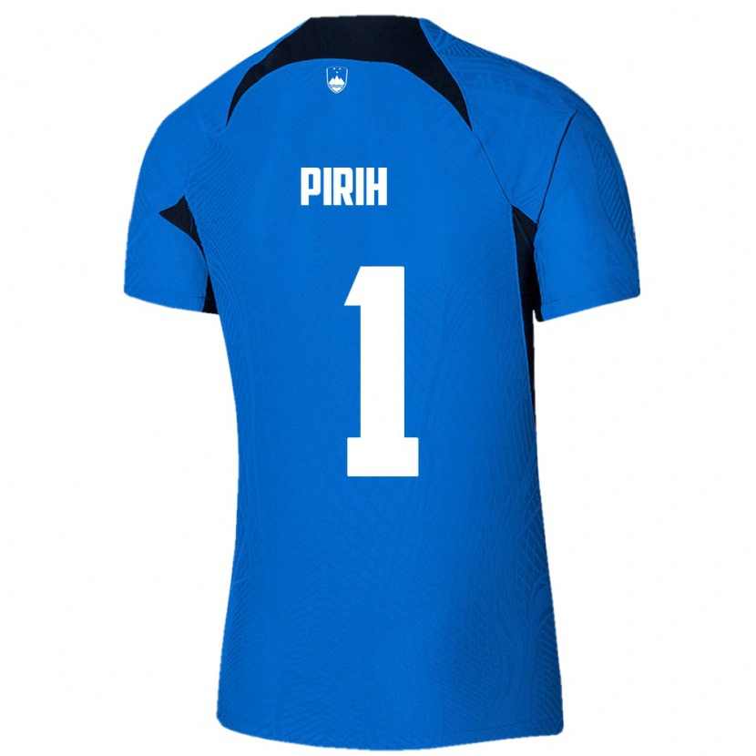 Danxen Niño Camiseta Eslovenia Rene Pirih #1 Azul Blanco 2ª Equipación 26-28 La Camisa