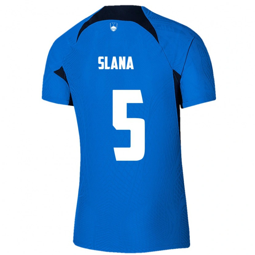 Danxen Niño Camiseta Eslovenia Filip Slana #5 Azul Blanco 2ª Equipación 26-28 La Camisa