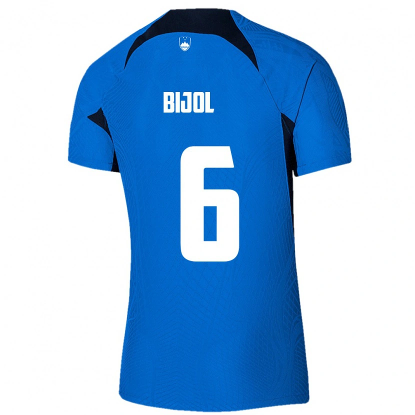 Danxen Niño Camiseta Eslovenia Jaka Bijol #6 Azul Blanco 2ª Equipación 26-28 La Camisa