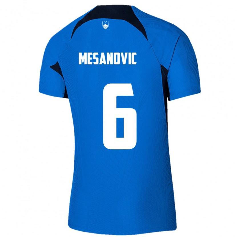Danxen Niño Camiseta Eslovenia Emin Mesanovic #6 Azul Blanco 2ª Equipación 26-28 La Camisa