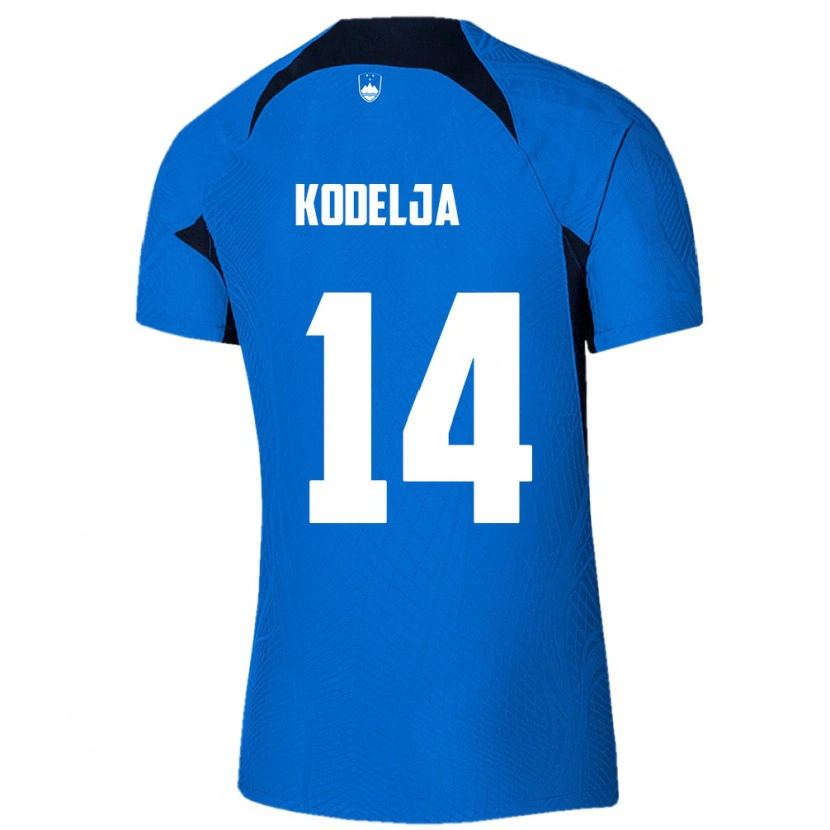 Danxen Niño Camiseta Eslovenia Filip Kodelja #14 Azul Blanco 2ª Equipación 26-28 La Camisa