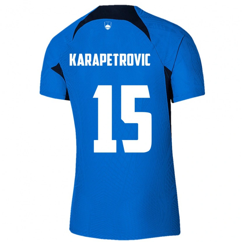 Danxen Niño Camiseta Eslovenia Luka Karapetrovic #15 Azul Blanco 2ª Equipación 26-28 La Camisa