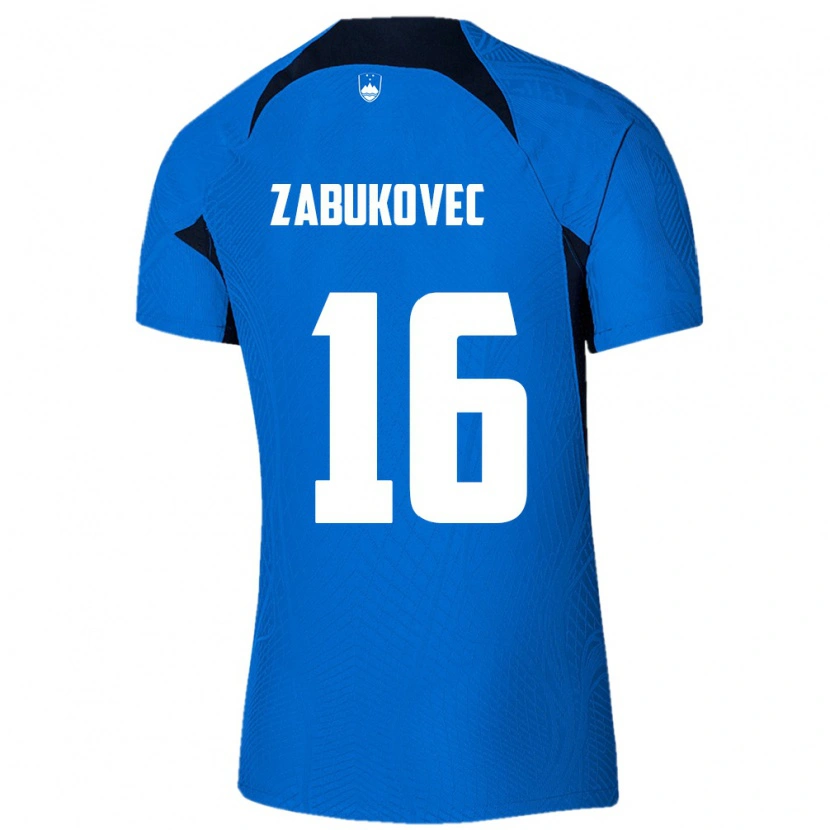 Danxen Niño Camiseta Eslovenia Anze Zabukovec #16 Azul Blanco 2ª Equipación 26-28 La Camisa
