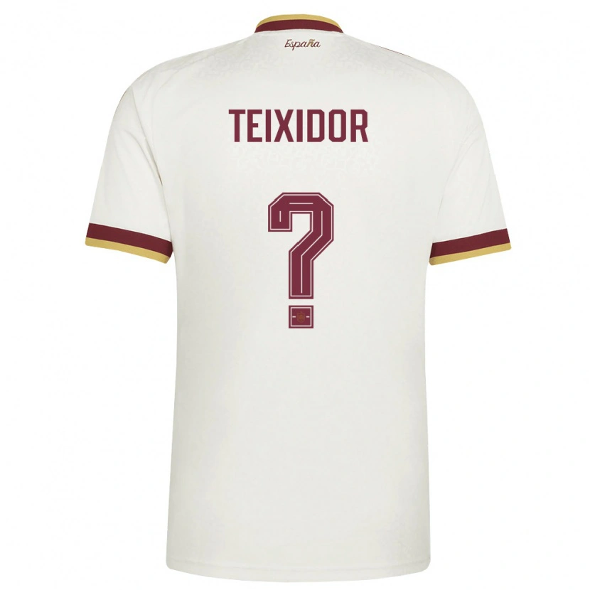 Danxen Niño Camiseta España Nil Teixidor #0 Marfil Borgoña 2ª Equipación 26-28 La Camisa