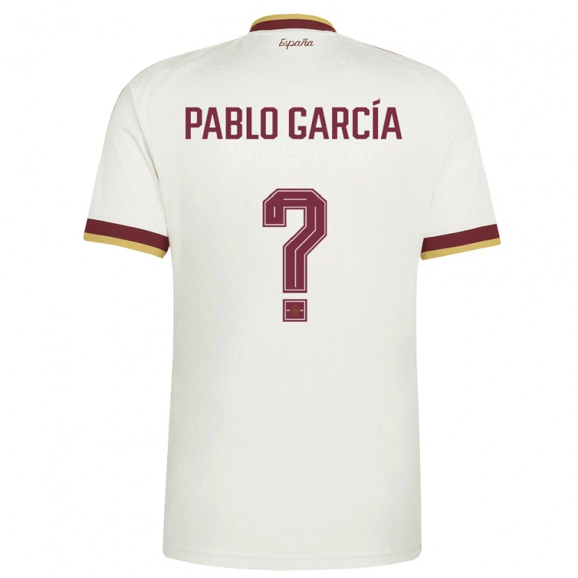Danxen Niño Camiseta España Pablo García #0 Marfil Borgoña 2ª Equipación 26-28 La Camisa