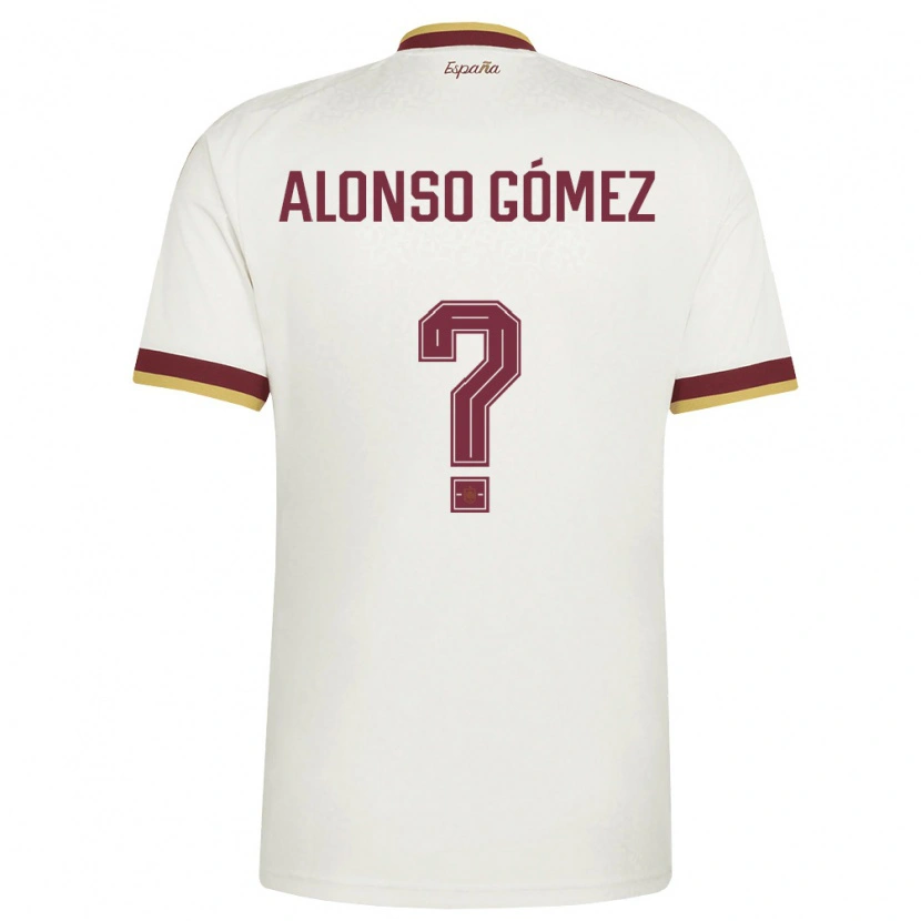 Danxen Niño Camiseta España Alonso Gómez #0 Marfil Borgoña 2ª Equipación 26-28 La Camisa