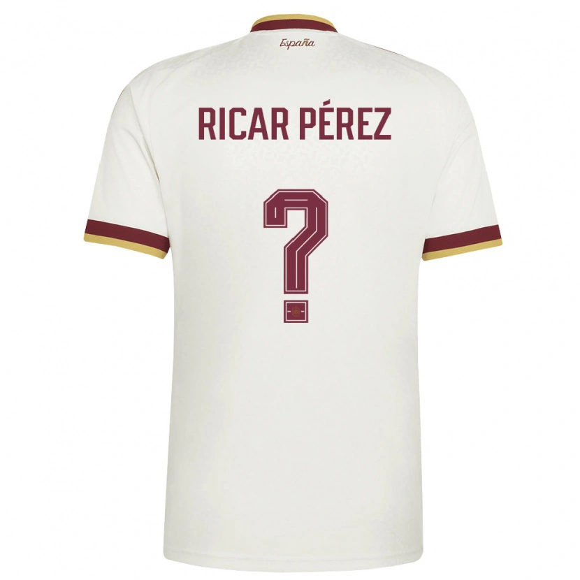 Danxen Niño Camiseta España Ricar Pérez #0 Marfil Borgoña 2ª Equipación 26-28 La Camisa
