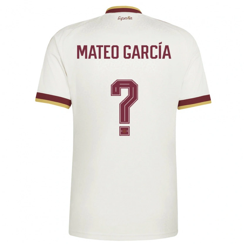 Danxen Niño Camiseta España Mateo García #0 Marfil Borgoña 2ª Equipación 26-28 La Camisa