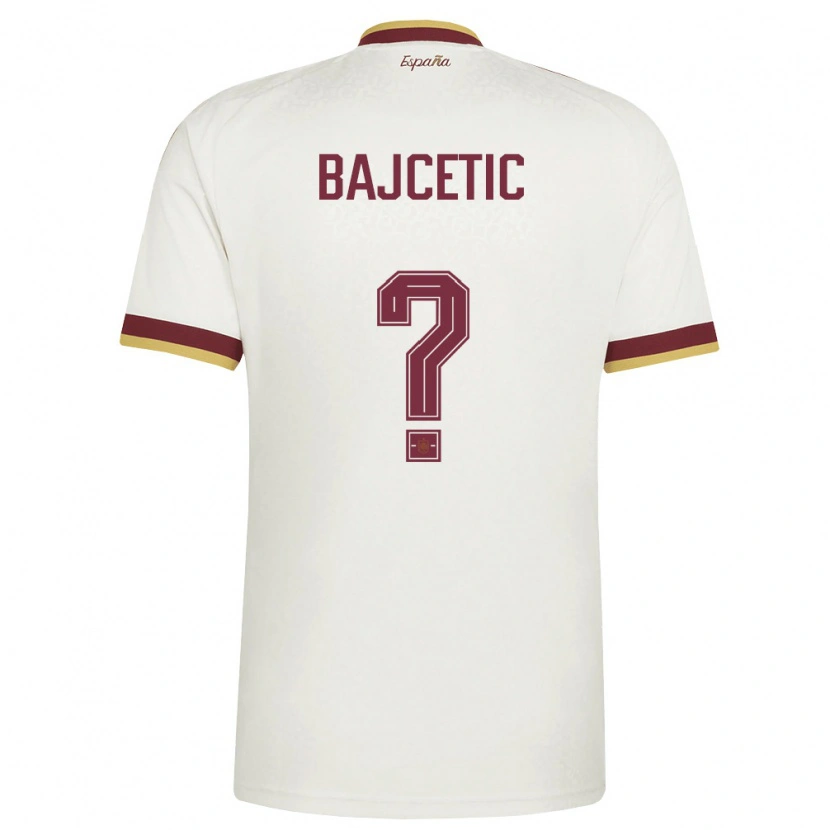 Danxen Niño Camiseta España Stefan Bajcetic #0 Marfil Borgoña 2ª Equipación 26-28 La Camisa