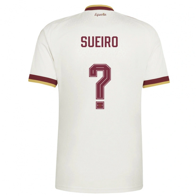 Danxen Niño Camiseta España David Sueiro #0 Marfil Borgoña 2ª Equipación 26-28 La Camisa