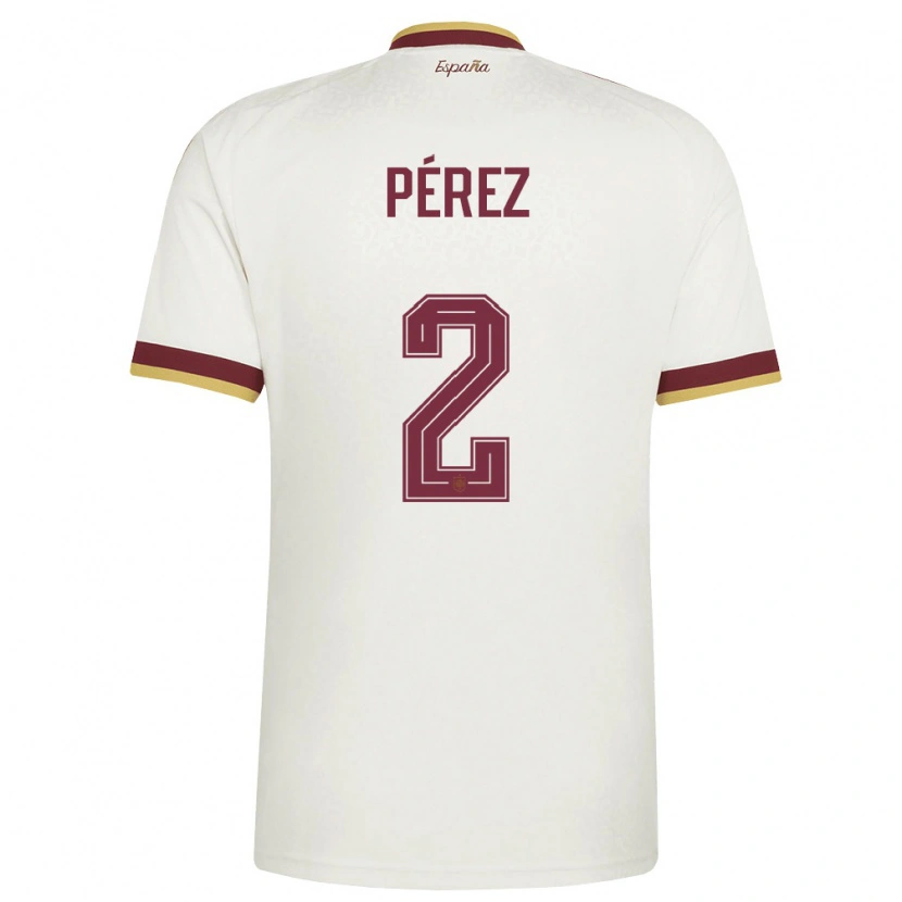Danxen Niño Camiseta España Nacho Pérez #2 Marfil Borgoña 2ª Equipación 26-28 La Camisa
