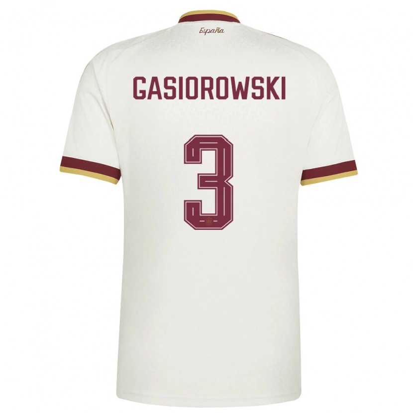 Danxen Niño Camiseta España Yarek Gasiorowski #3 Marfil Borgoña 2ª Equipación 26-28 La Camisa