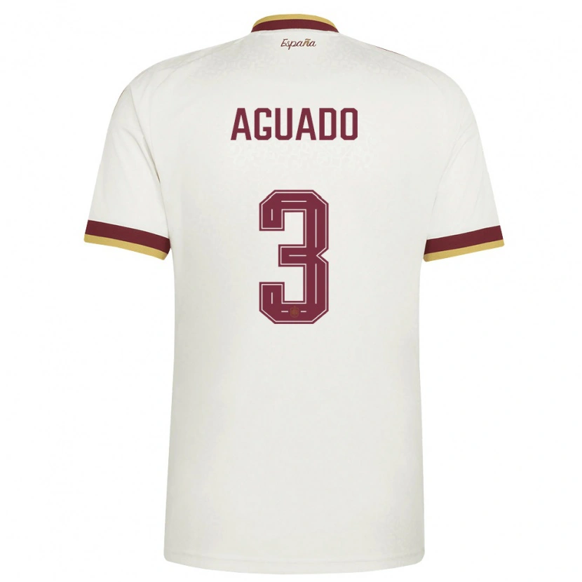Danxen Niño Camiseta España Diego Aguado #3 Marfil Borgoña 2ª Equipación 26-28 La Camisa