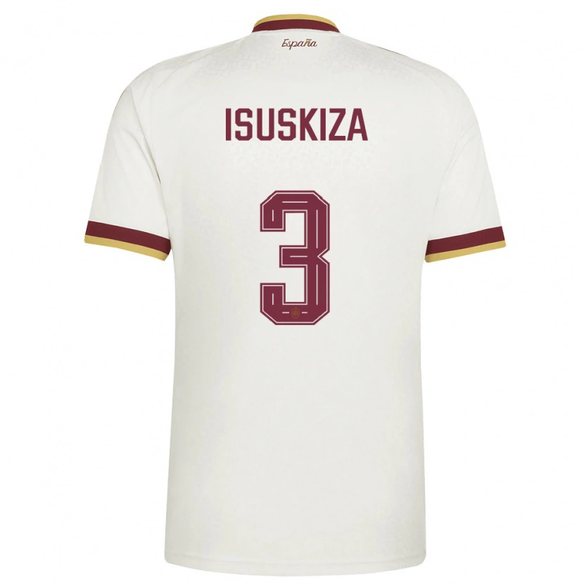 Danxen Niño Camiseta España Gorka Isuskiza #3 Marfil Borgoña 2ª Equipación 26-28 La Camisa