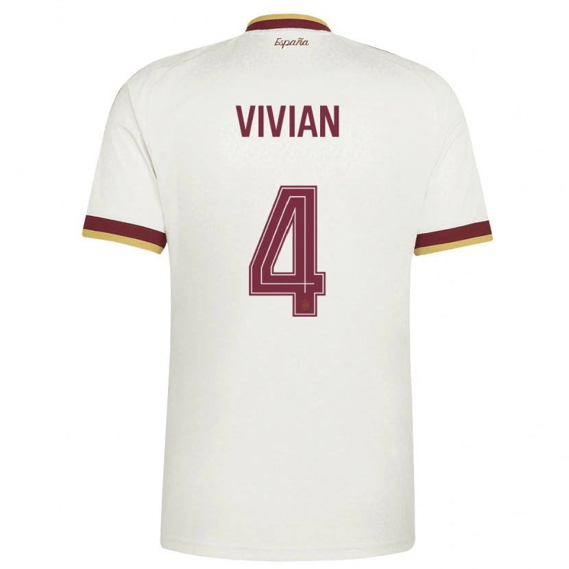 Danxen Niño Camiseta España Dani Vivian #4 Marfil Borgoña 2ª Equipación 26-28 La Camisa