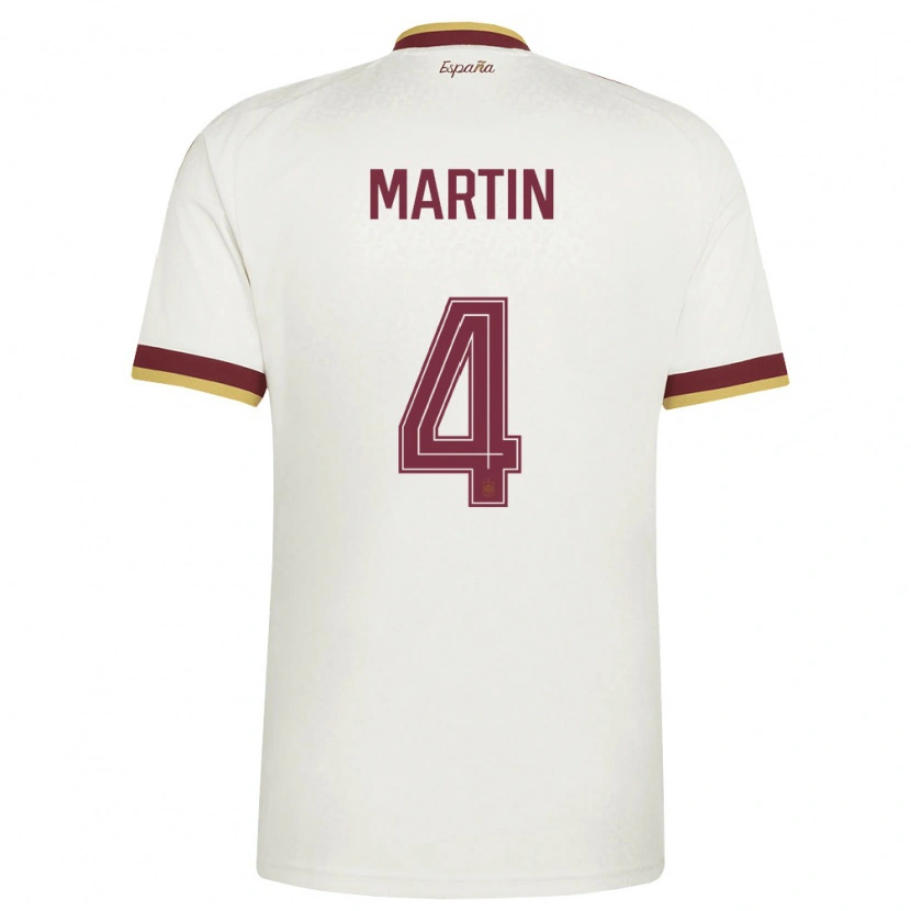 Danxen Niño Camiseta España Jon Martín #4 Marfil Borgoña 2ª Equipación 26-28 La Camisa