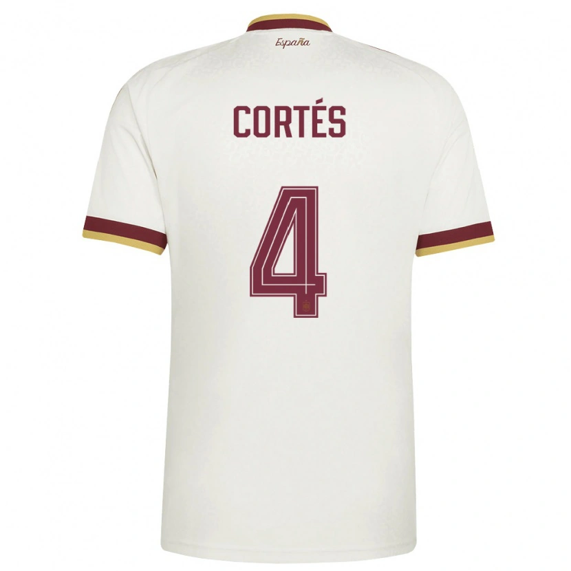 Danxen Niño Camiseta España Álvaro Cortés #4 Marfil Borgoña 2ª Equipación 26-28 La Camisa