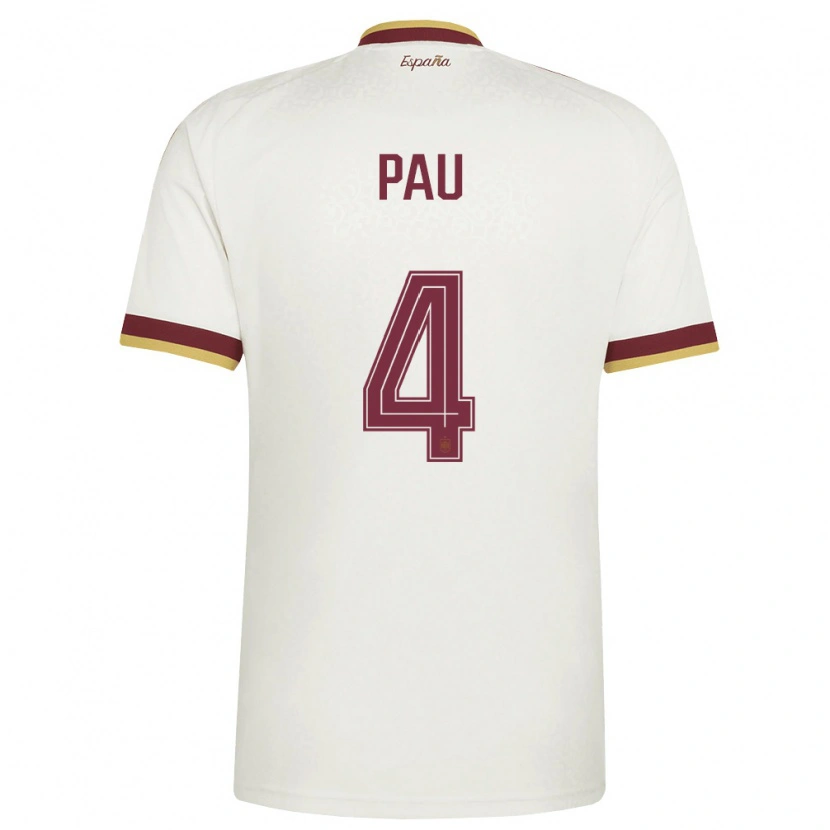 Danxen Niño Camiseta España Pau Torres #4 Marfil Borgoña 2ª Equipación 26-28 La Camisa