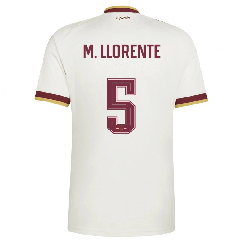 Danxen Niño Camiseta España Marcos Llorente #5 Marfil Borgoña 2ª Equipación 26-28 La Camisa