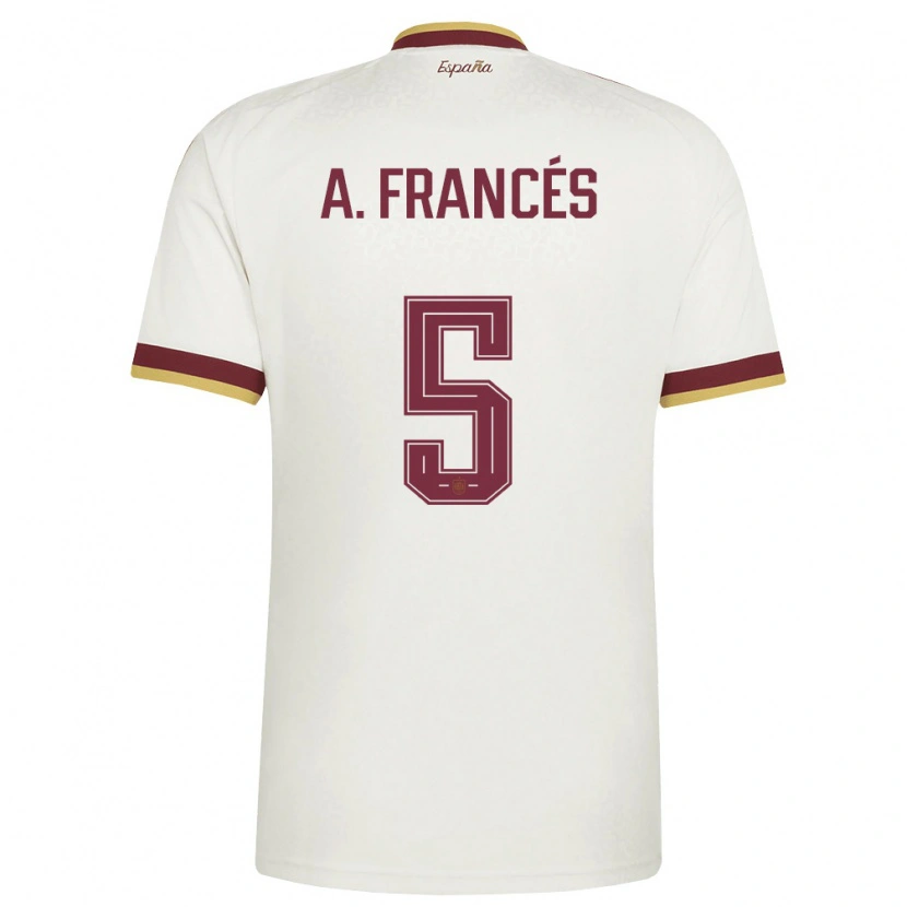Danxen Niño Camiseta España Alejandro Francés #5 Marfil Borgoña 2ª Equipación 26-28 La Camisa