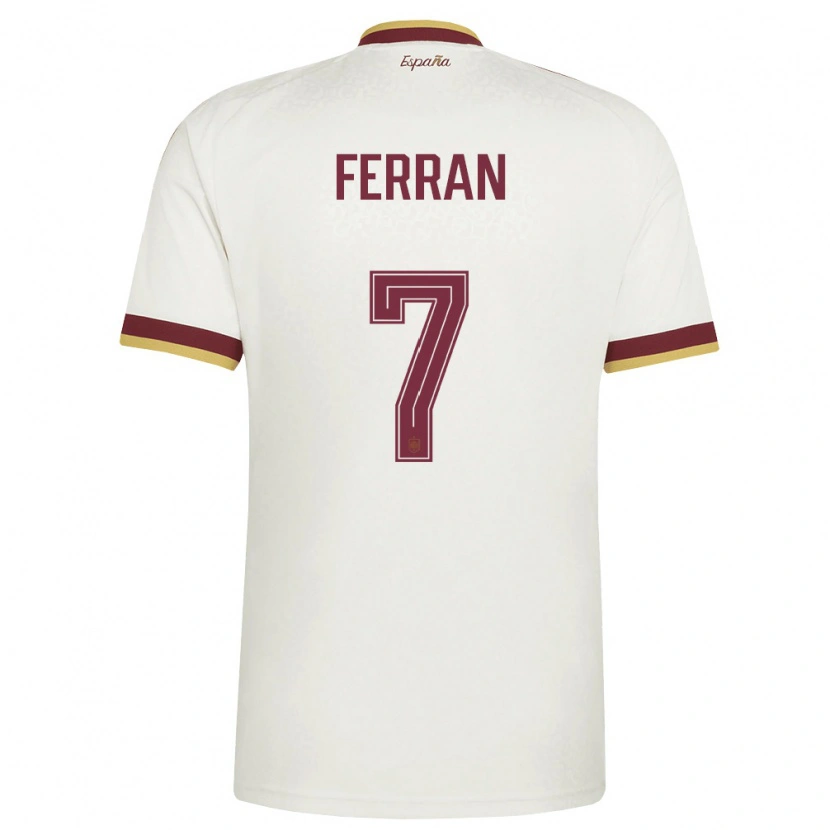 Danxen Niño Camiseta España Ferran Torres #7 Marfil Borgoña 2ª Equipación 26-28 La Camisa