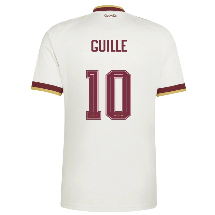 Danxen Niño Camiseta España Guille Fernández #10 Marfil Borgoña 2ª Equipación 26-28 La Camisa