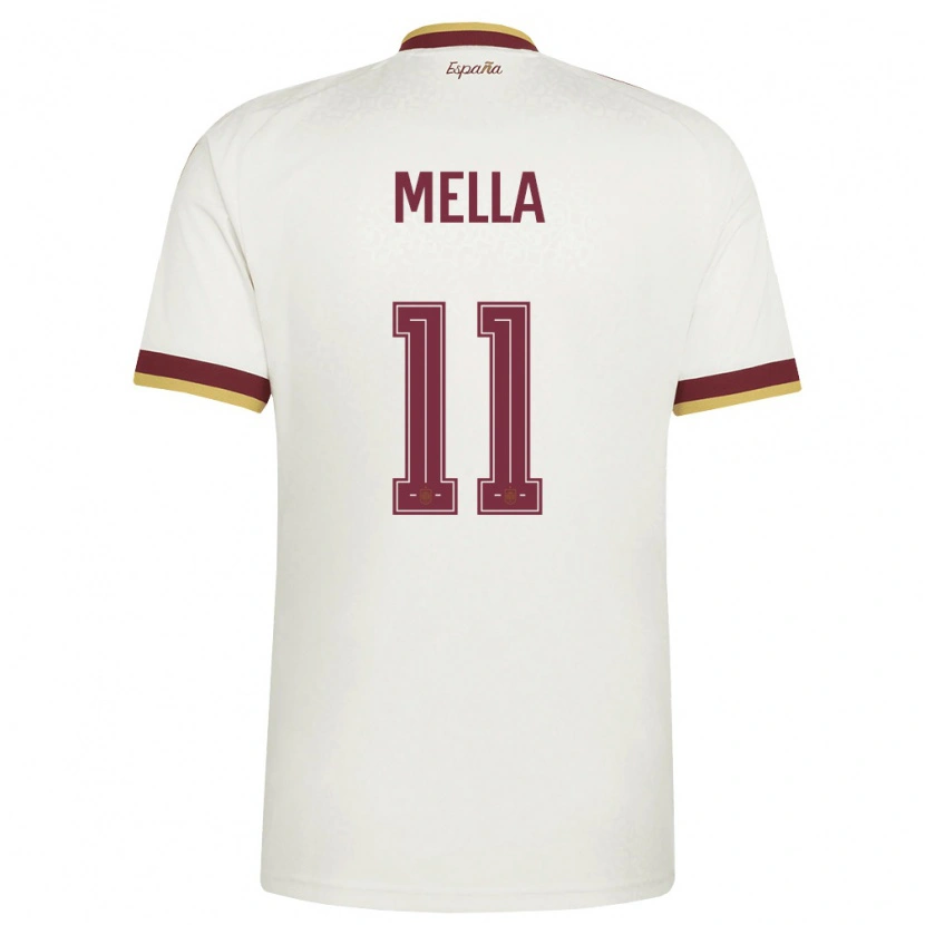 Danxen Niño Camiseta España David Mella #11 Marfil Borgoña 2ª Equipación 26-28 La Camisa