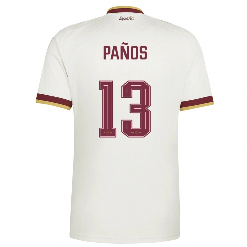 Danxen Niño Camiseta España Sandra Panos #13 Marfil Borgoña 2ª Equipación 26-28 La Camisa