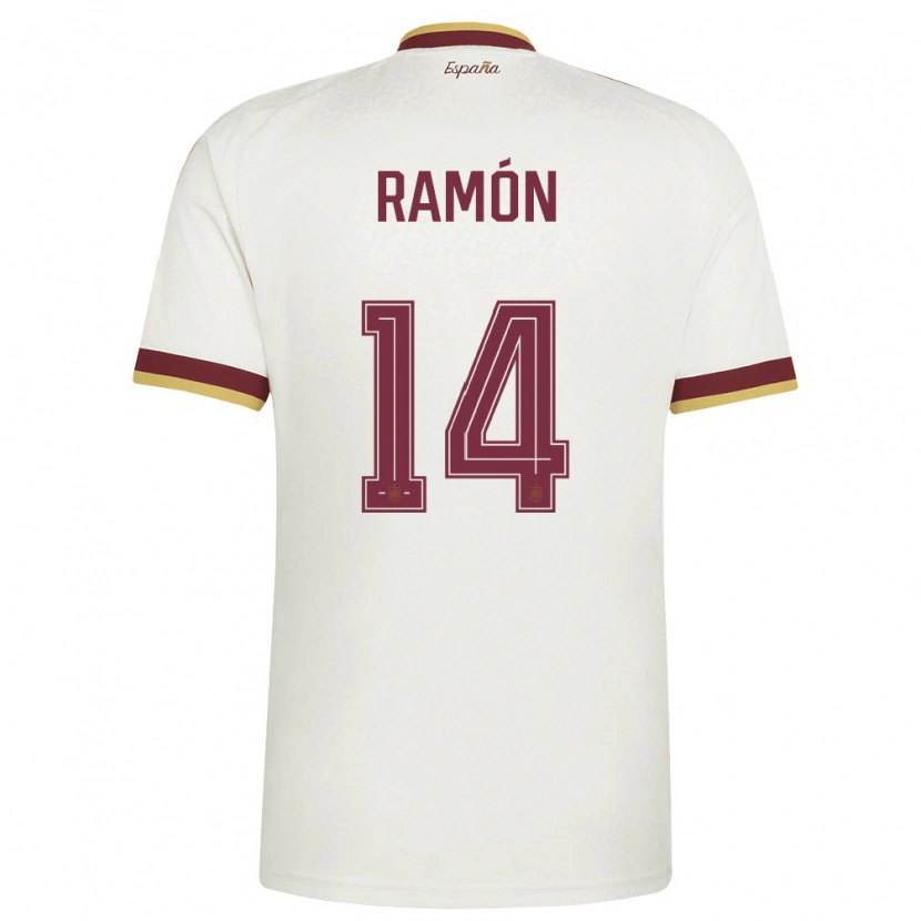 Danxen Niño Camiseta España Jacobo Ramón #14 Marfil Borgoña 2ª Equipación 26-28 La Camisa